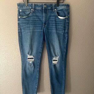GAP Women's Distressed Dark Blue Skinny Jeans